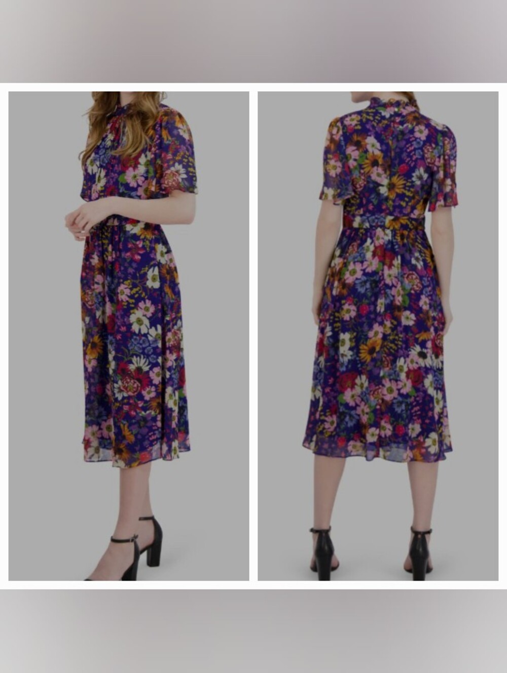 NWT JULIA JORDAN Mock Neck Short Sleeves Midi Dress In Blue 6